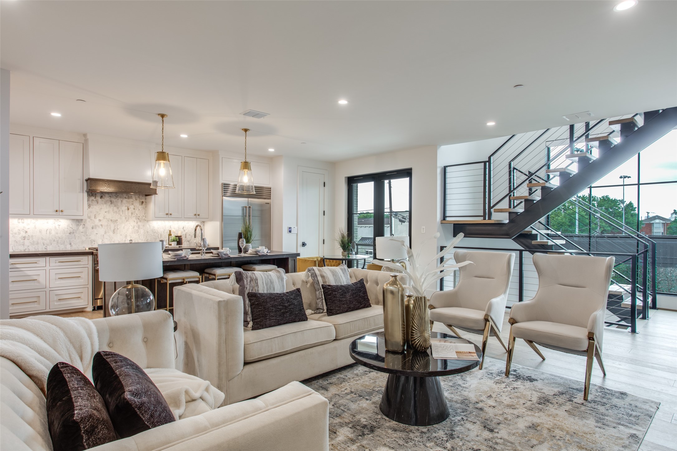 Living room with designer furnishings