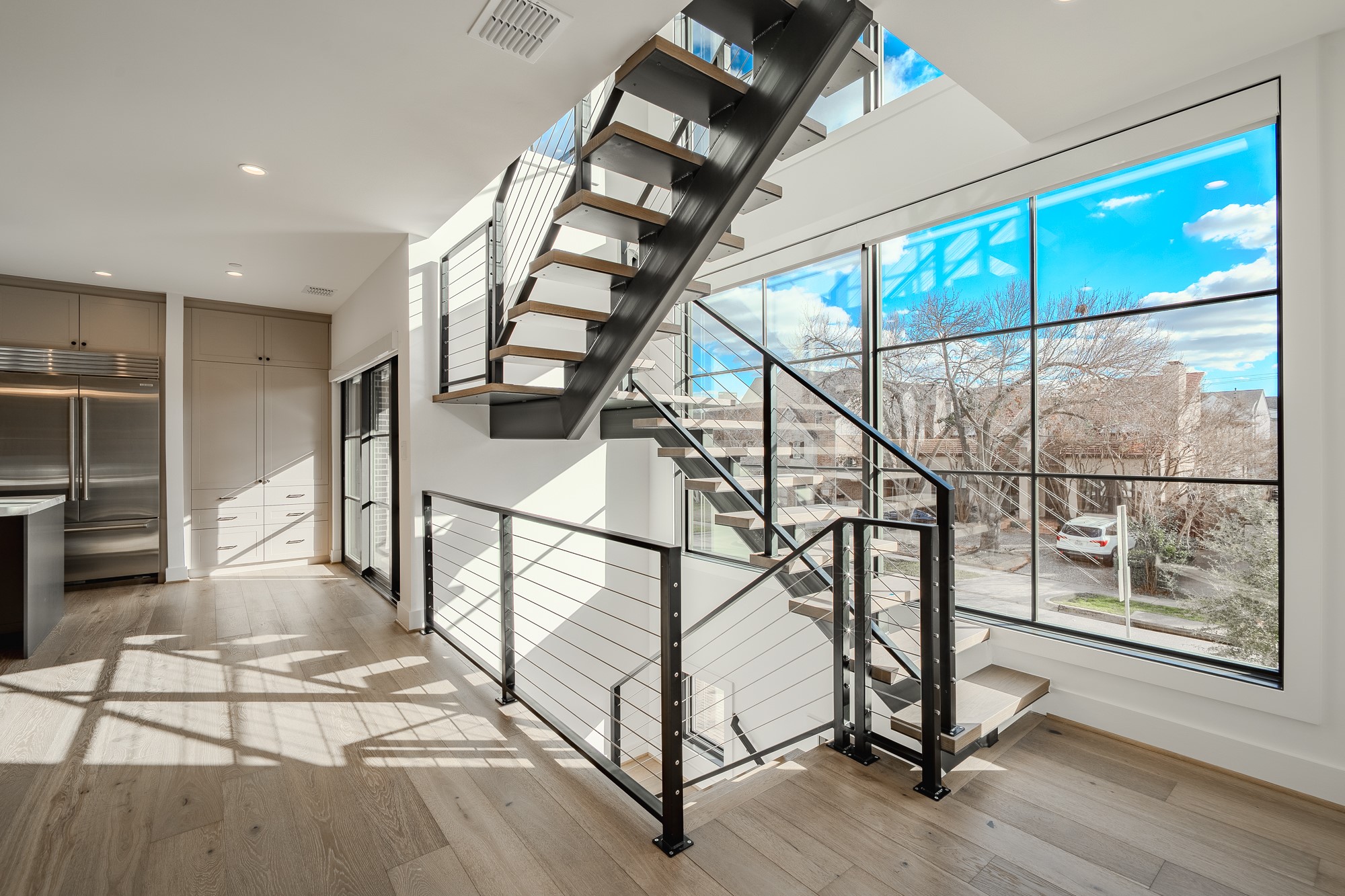 Modern staircase with windows